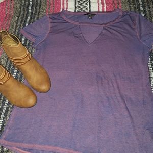 Magenta rock and republic key hole shirt